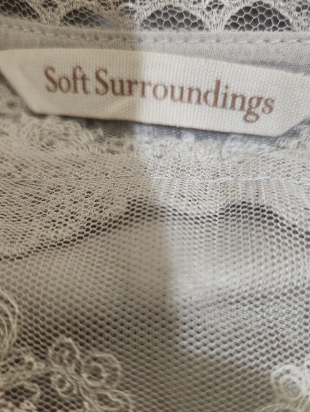 Soft Surroundings Light Taupe/Gray Lace Overlay Tunic Top - Picture 2 of 16